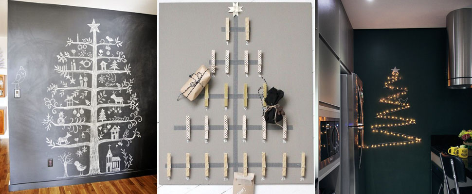 arvore de natal de parede vs arvore tradicional