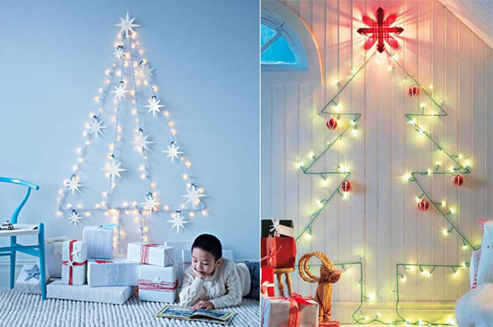 arvore de natal de parede vs arvore tradicional