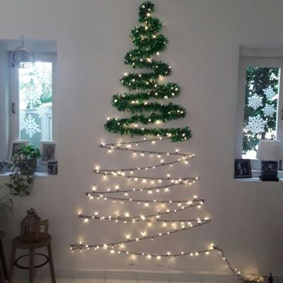 como fazer arvore de natal de galhos secos na parede