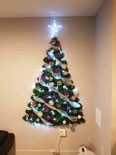 ideias criativas de arvore de natal na parede
