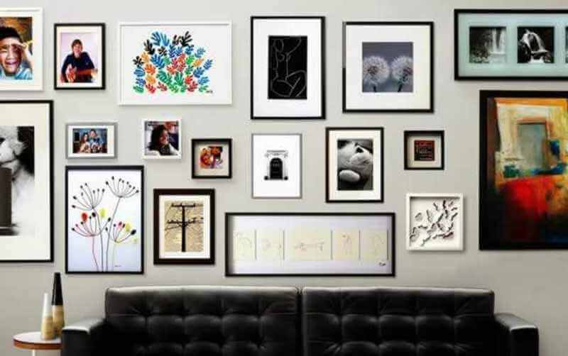 ideias criativas para mural de fotos na sala