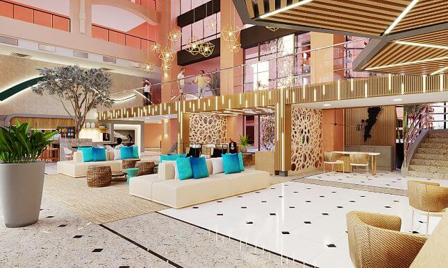 decoração de recepção de hotel