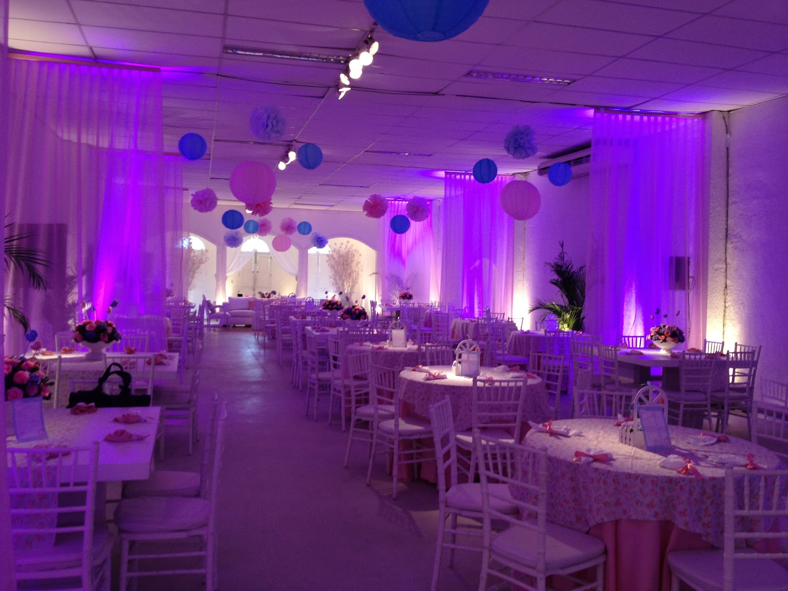 decoração de salão de festas com balões orgânicos