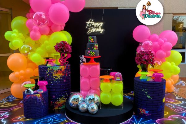 decoracao festa neon