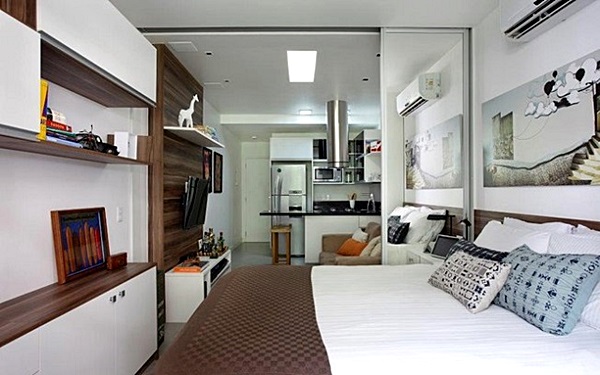 kitnet decorada vs apartamento pequeno