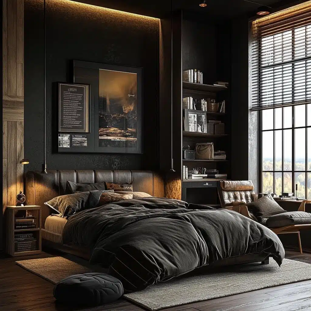 cabeceira couro madeira quarto solteiro masculino