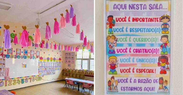 decoração sala de aula montessoriana vs tradicional