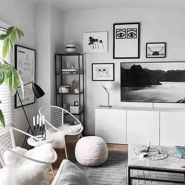 decoração preto e branco clássica
