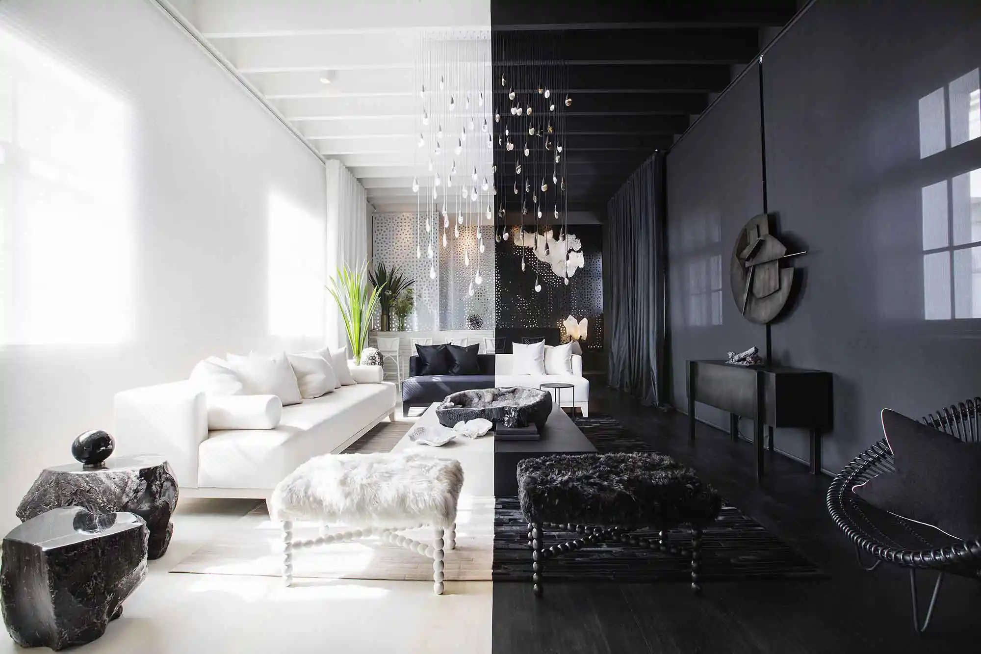 objetos decorativos preto e branco