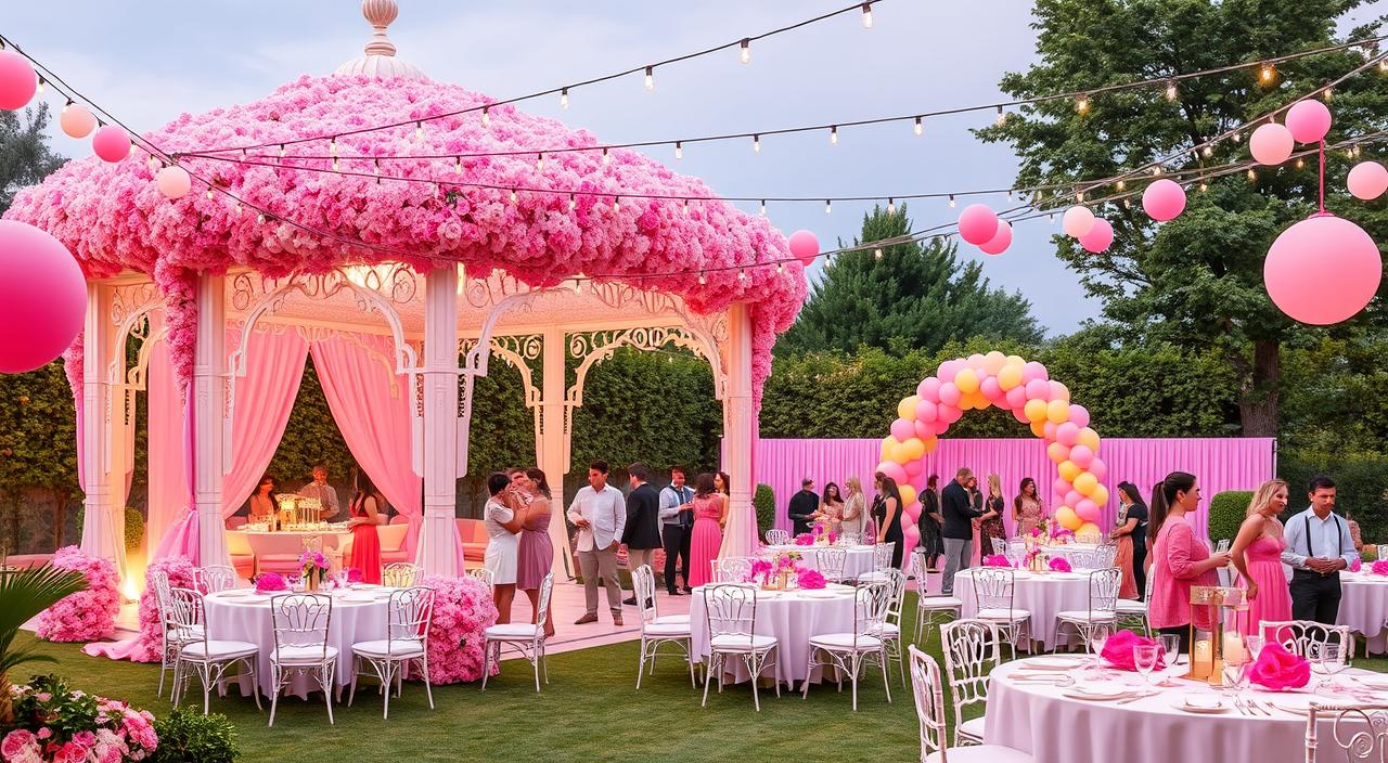 decoração rosa simples vs decoração rosa elaborada