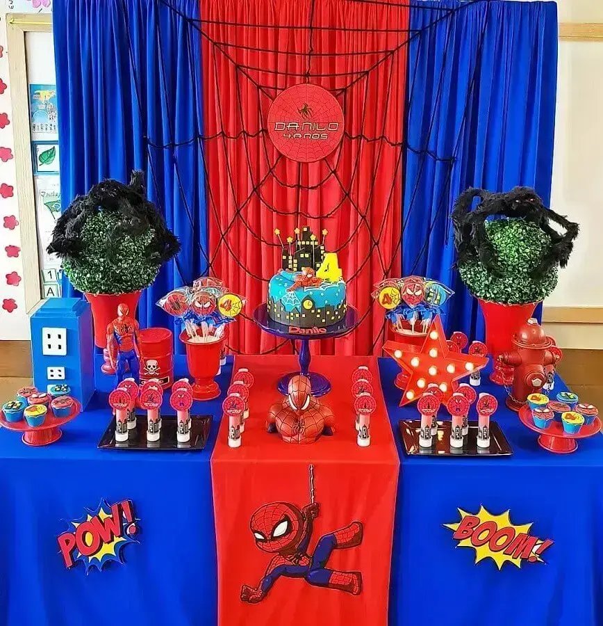 ideias de decoração simples homem aranha para festa infantil