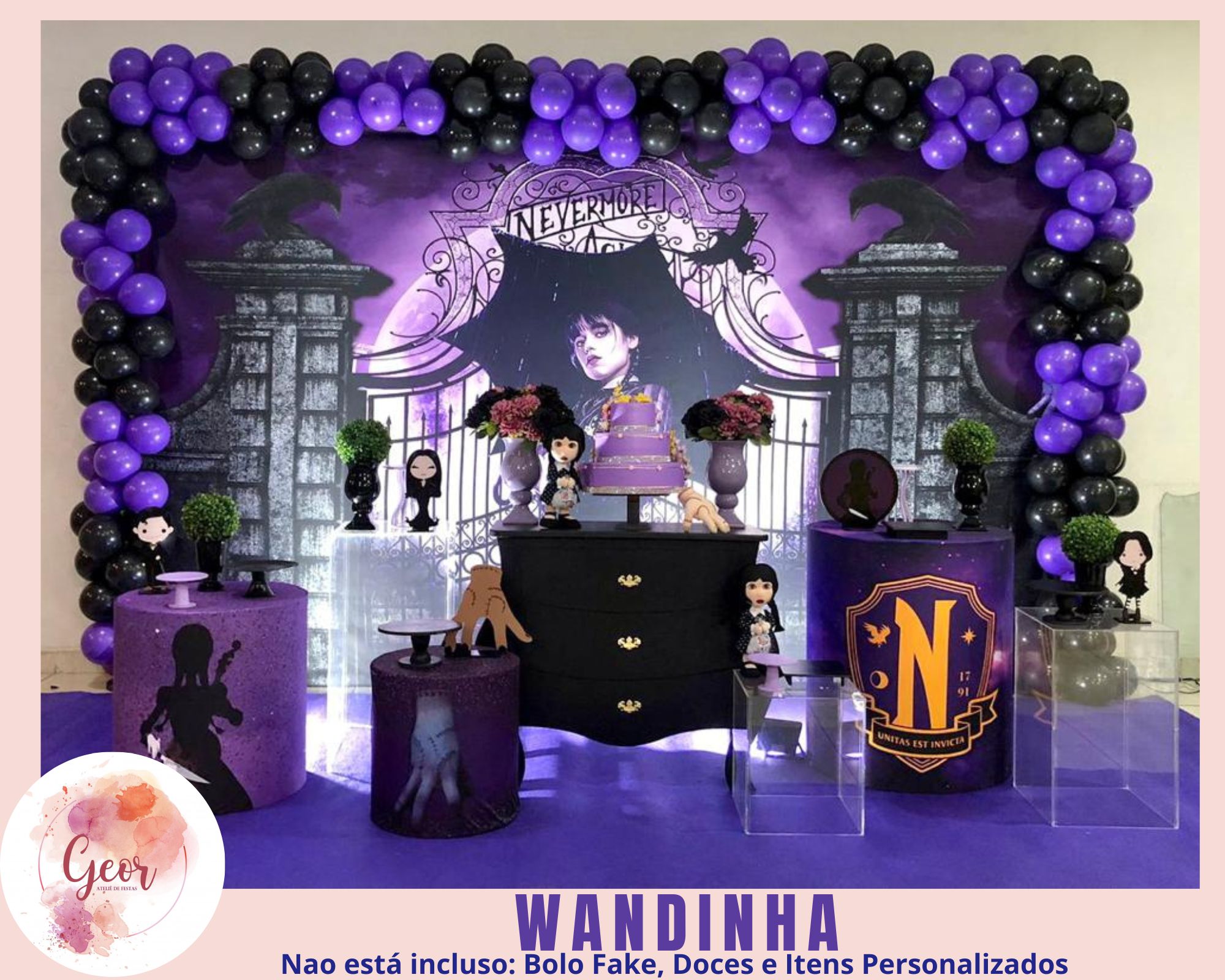 como fazer decoração de mesa wandinha passo a passo