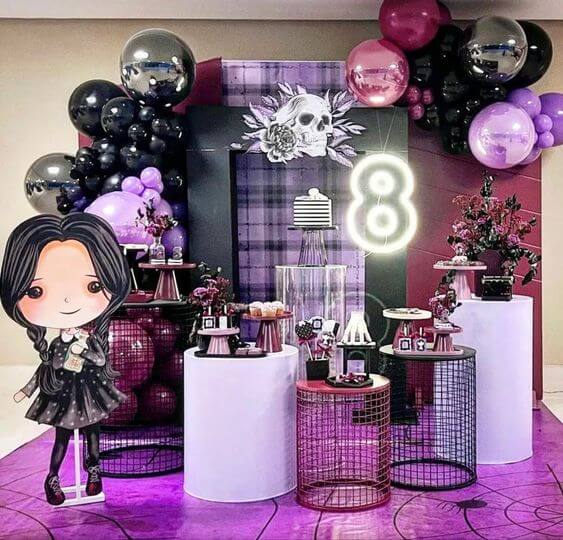 ideias de decoração de festa wandinha simples