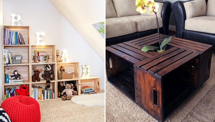 ideias criativas caixotes de feira decoração