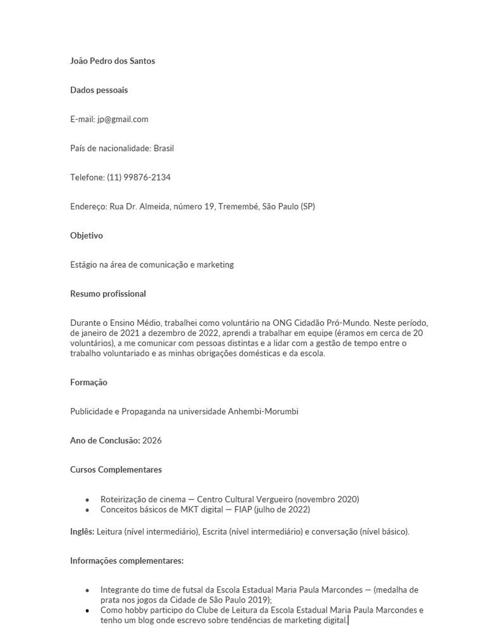 Erros comuns ao montar um currículo