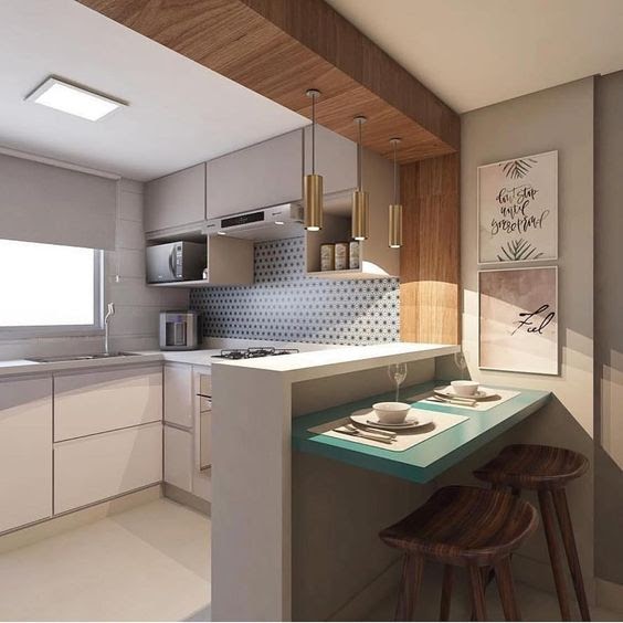 ideias de iluminação para cozinha pequena
