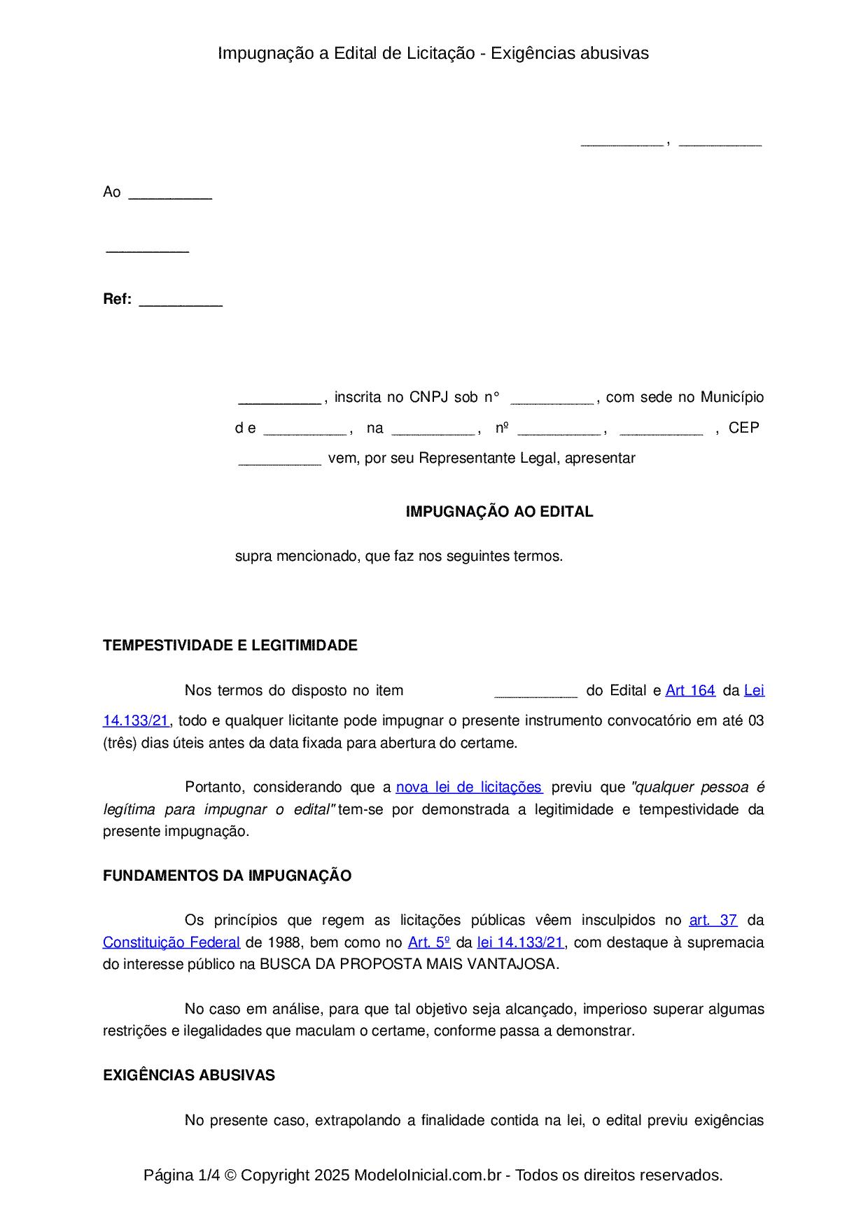 erros comuns ao fazer impugnação de edital