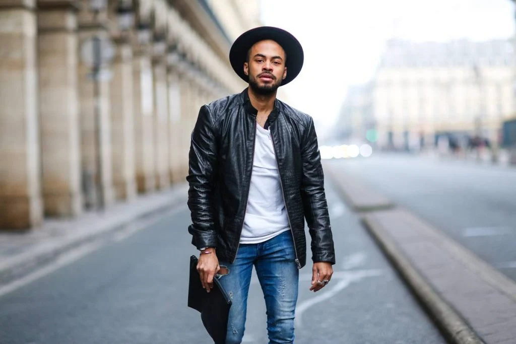 jaqueta de couro masculina