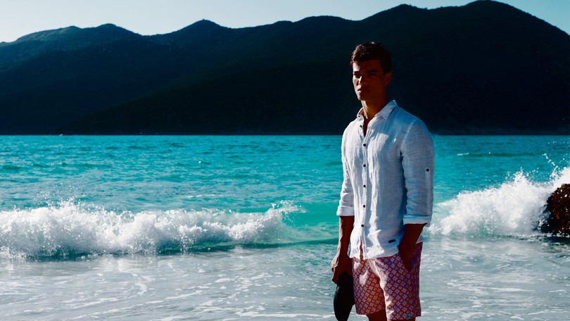 bermuda de linho masculina para praia