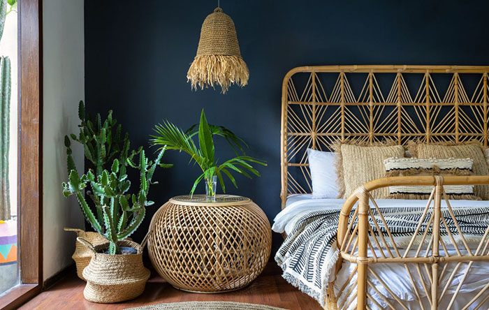 ideias de decoração com móveis de vime para sala