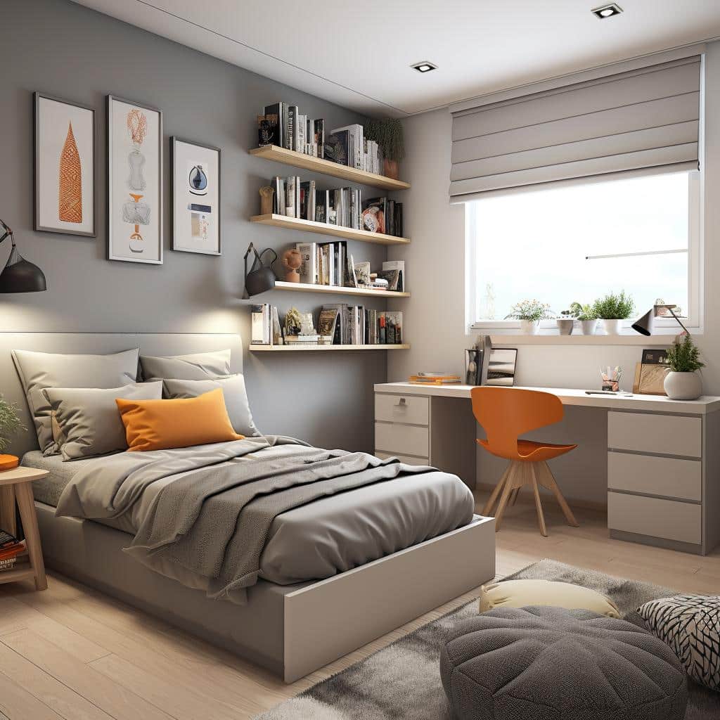 quarto de solteiro minimalista
