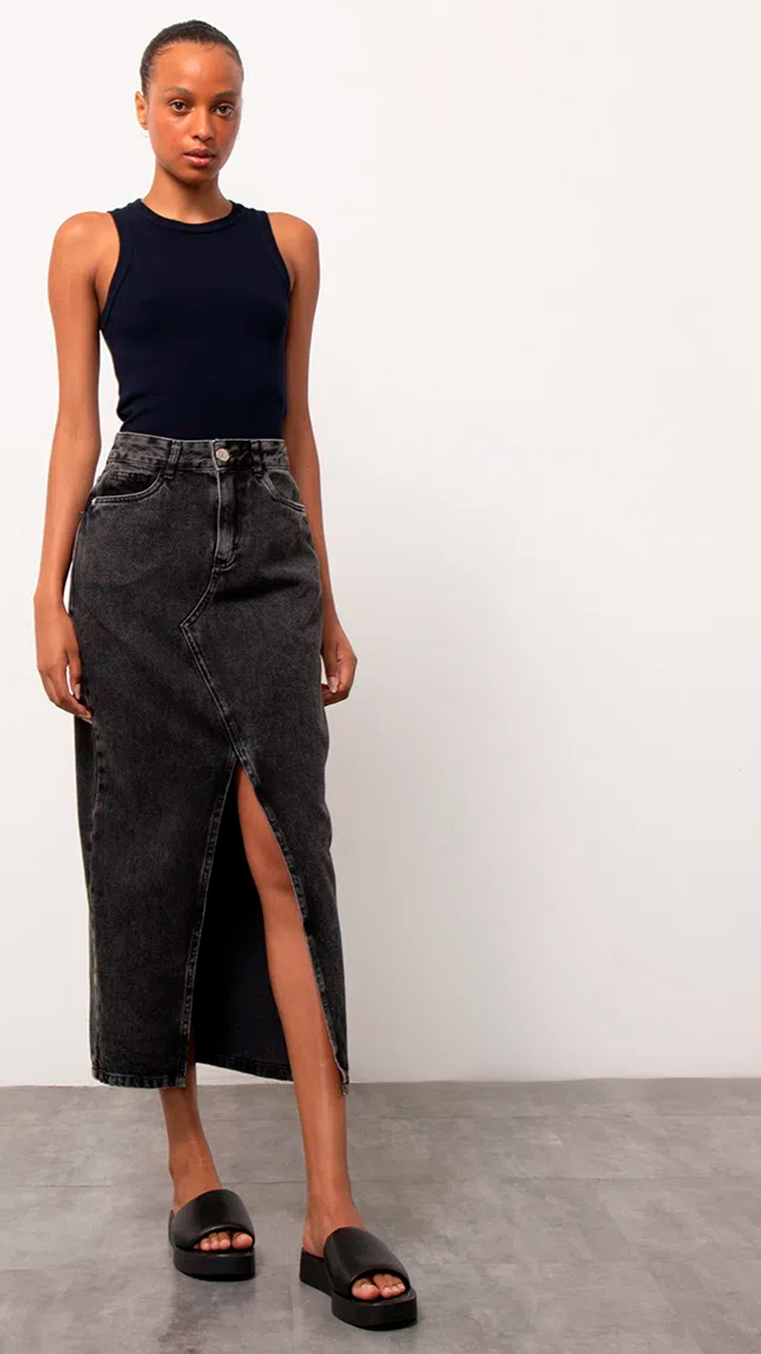 minissaia jeans feminina
