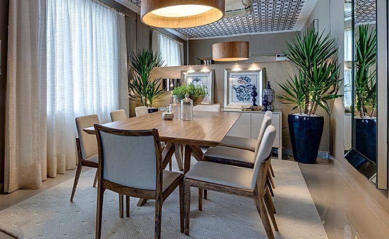 ideias de tapete para sala de jantar pequena