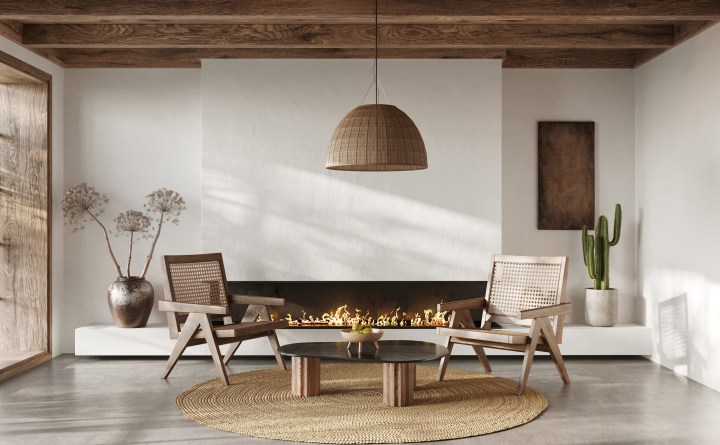 wabi-sabi na sala de estar