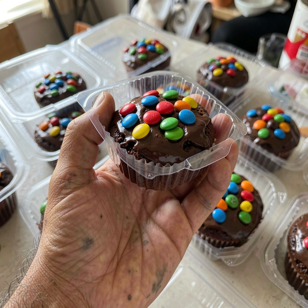 Bolo de chocolate com recheio cremoso escorrendo pelo centro, servido em prato branco sobre mesa de madeira.