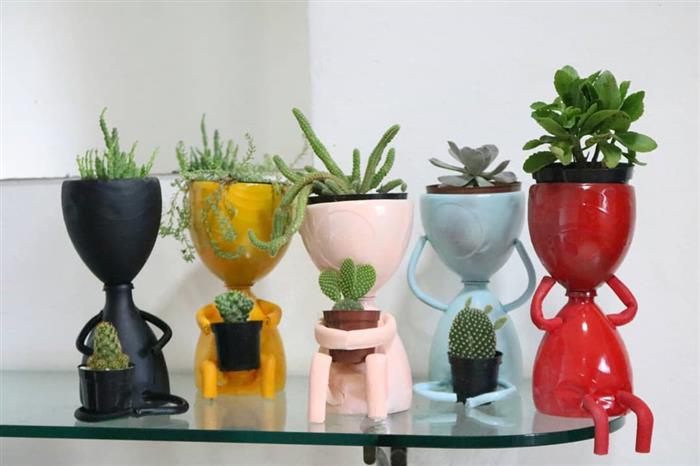 artesanato com plástico reciclado