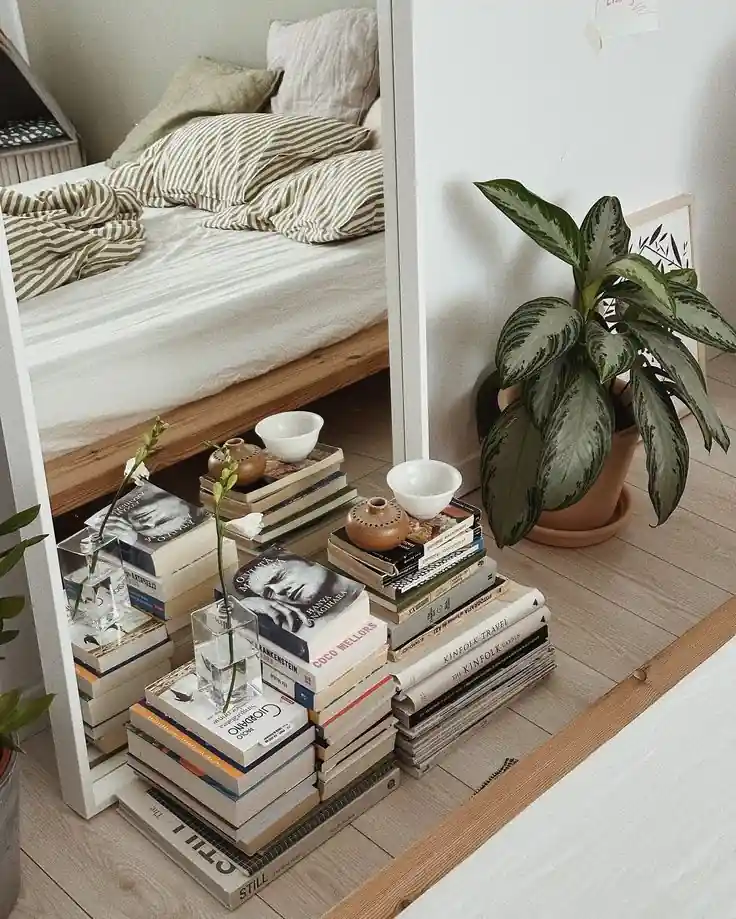 livros em pilhas decoração