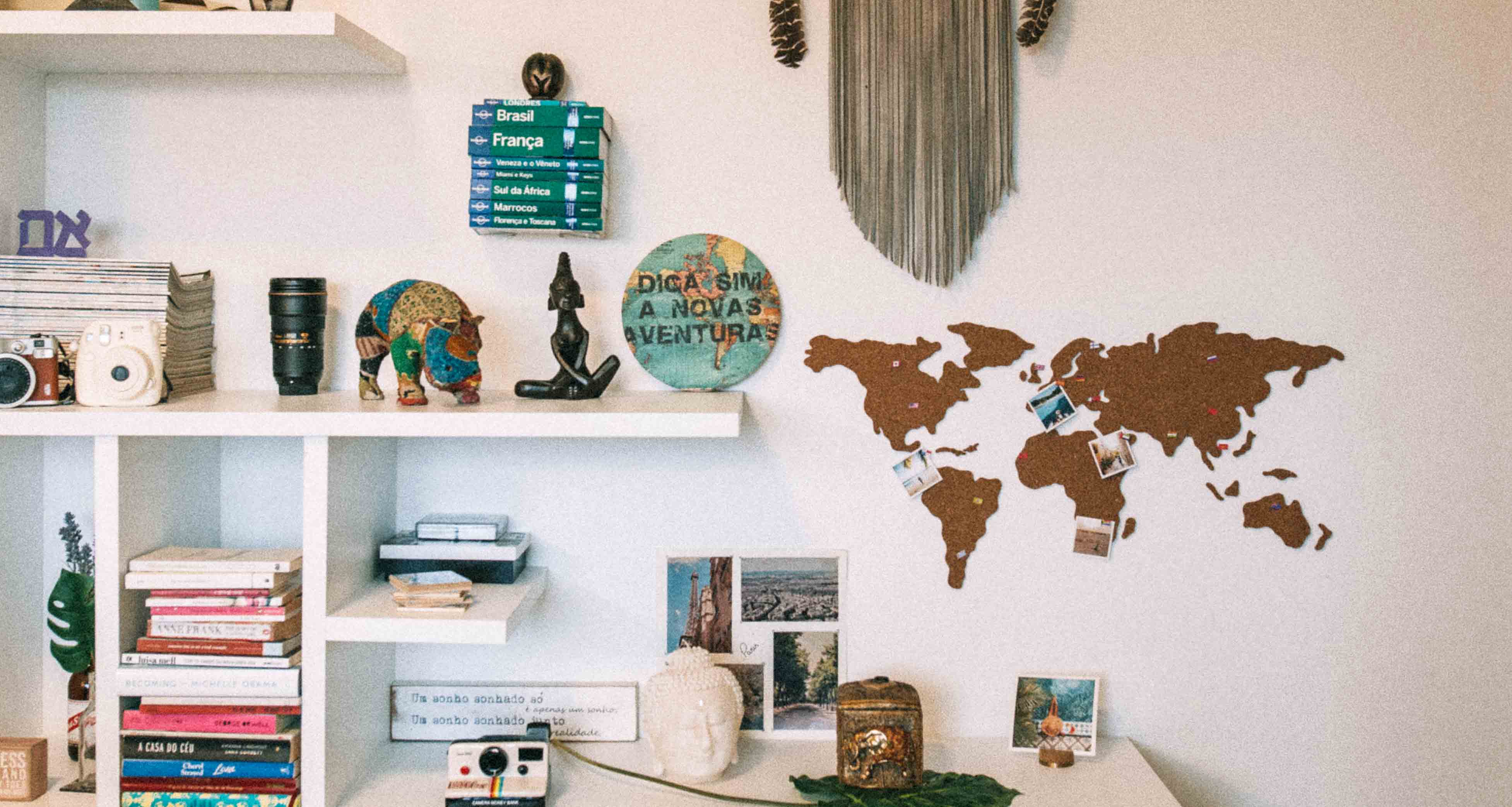 decoração quarto com mapa