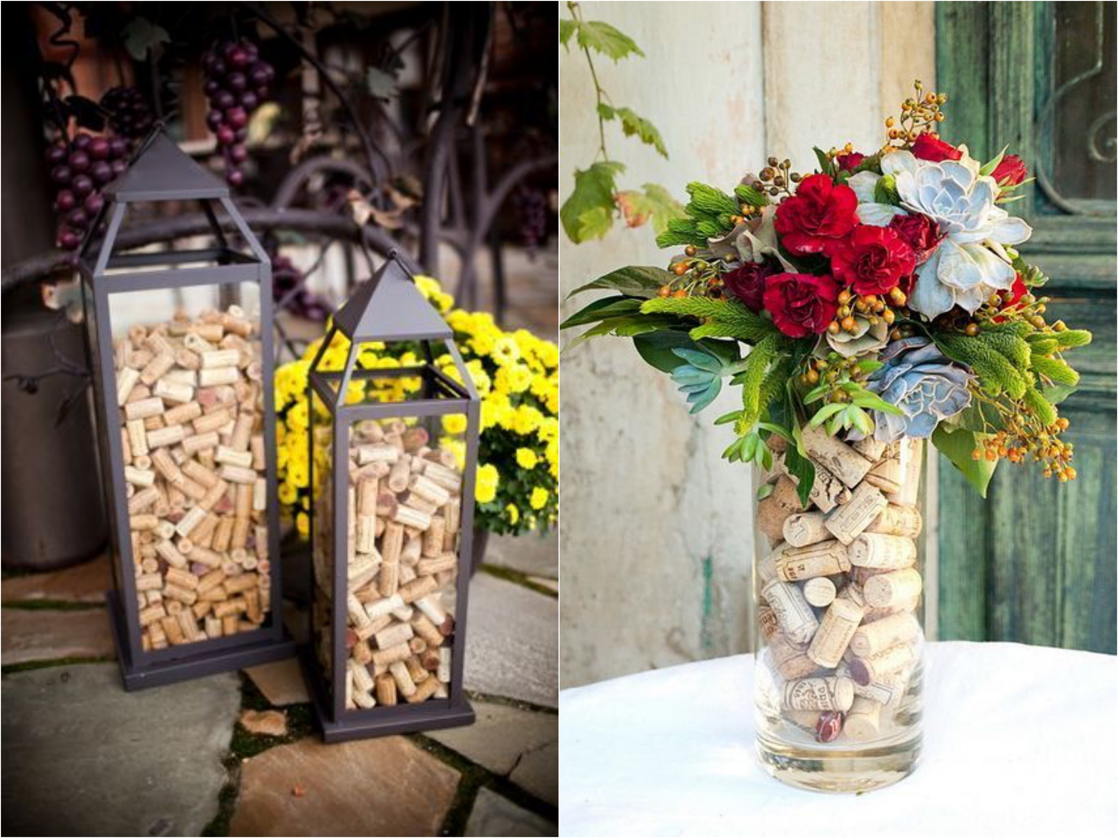 decoração rústica casamento rolhas