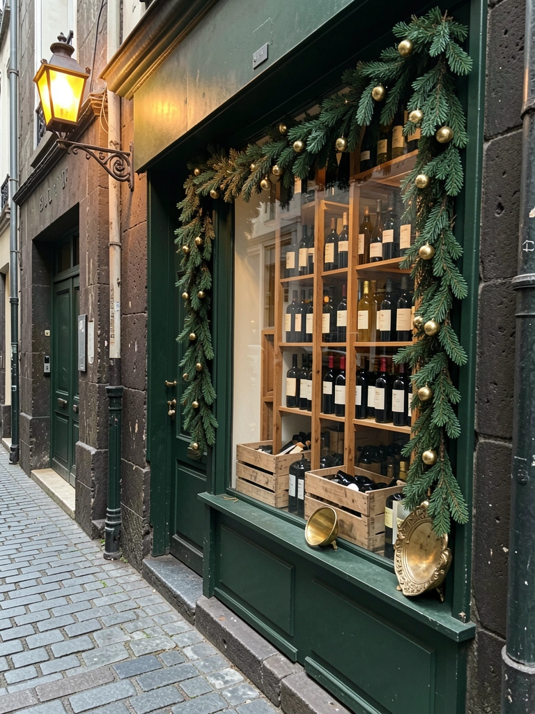 Estante alta de madeira com prateleiras horizontais e garrafas de vinho dispostas na vertical, como livros