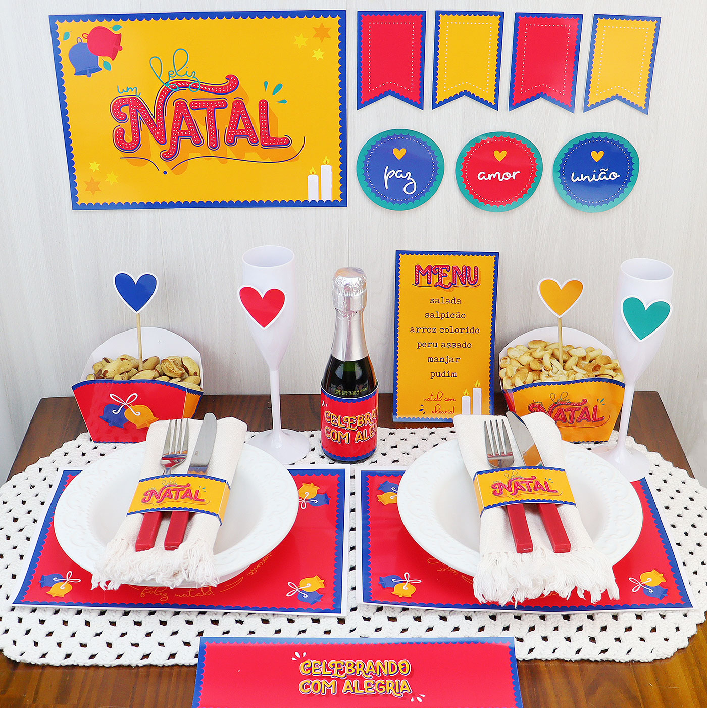 decoração de mesa de natal rústica