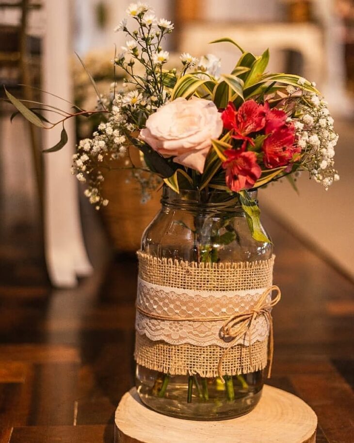 decoração de mesa de casamento rústico