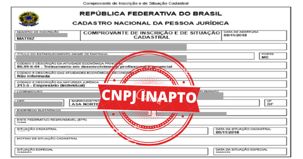 o que causa inaptidão do CNPJ